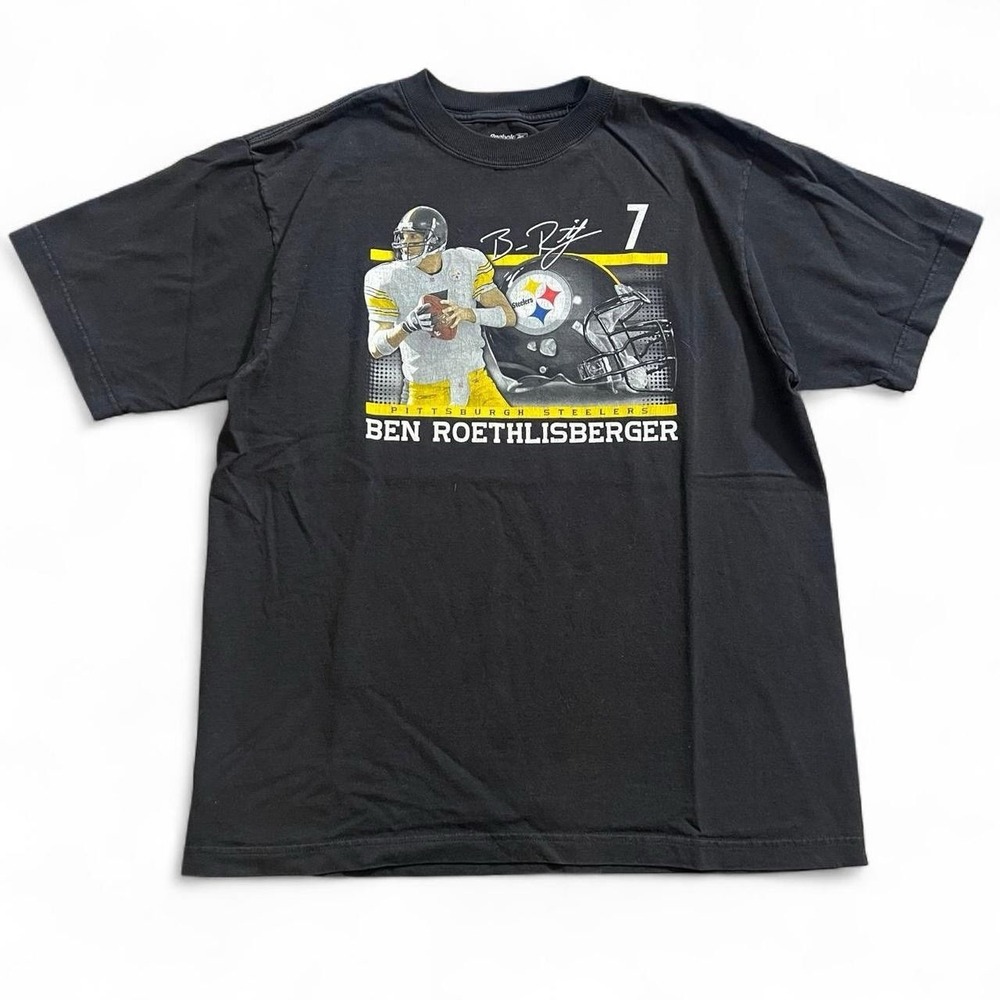 Reebok Ben Roethlisberger T-Shirt Size Medium Pittsburgh Steelers NFL Y2K